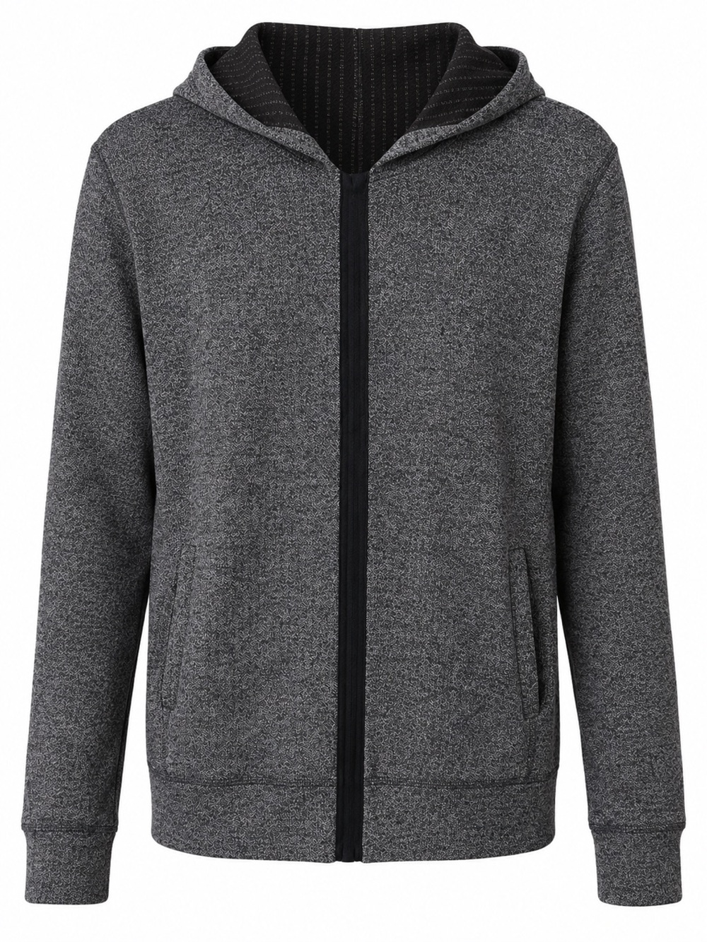 Beverly Hills Polo Club Full Zip Hooded Jacket Gray Herringbone Large